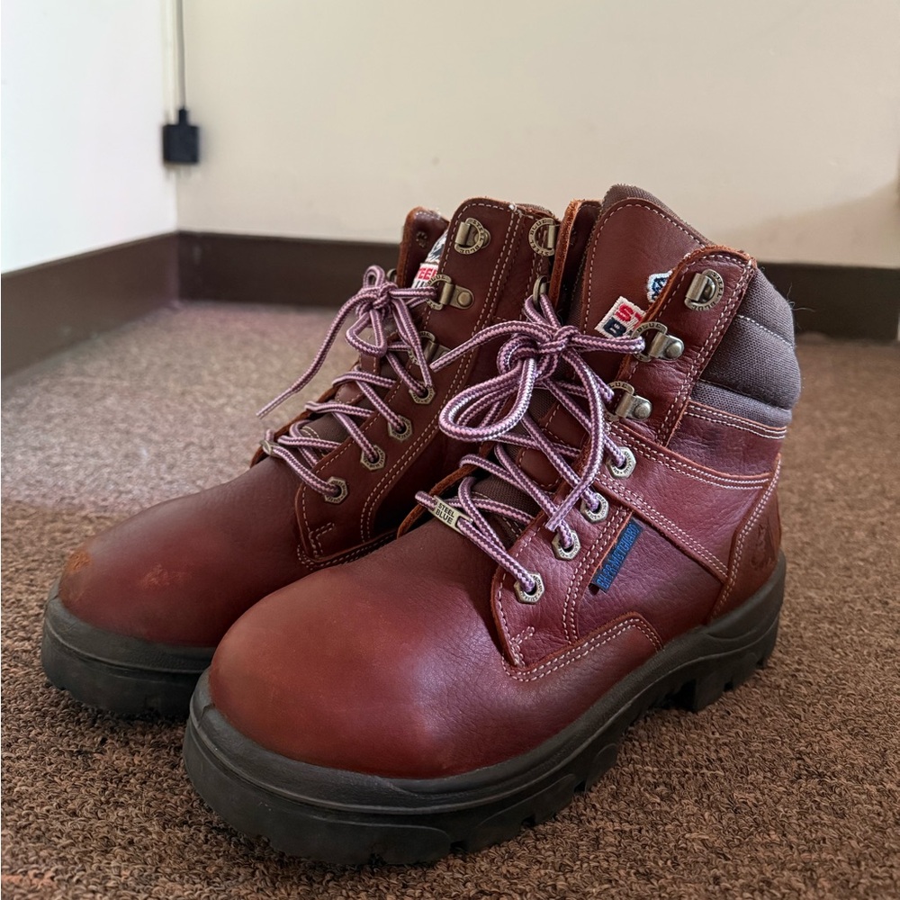 Steel Blue Women's Lace Up Boots - Brown and Black